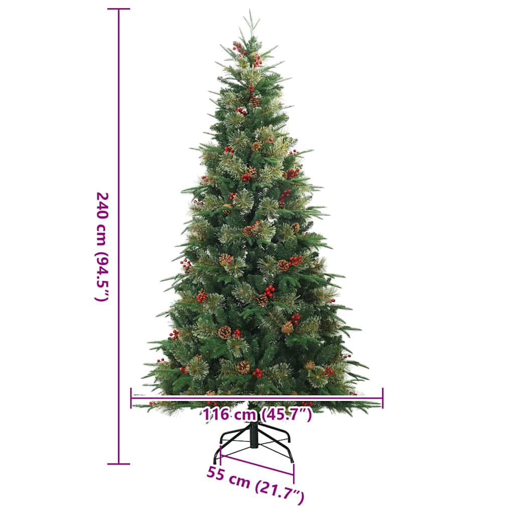 Kunstigt Hinged Juletræ med stativ Grøn 240 cm PVC, PE og Stål