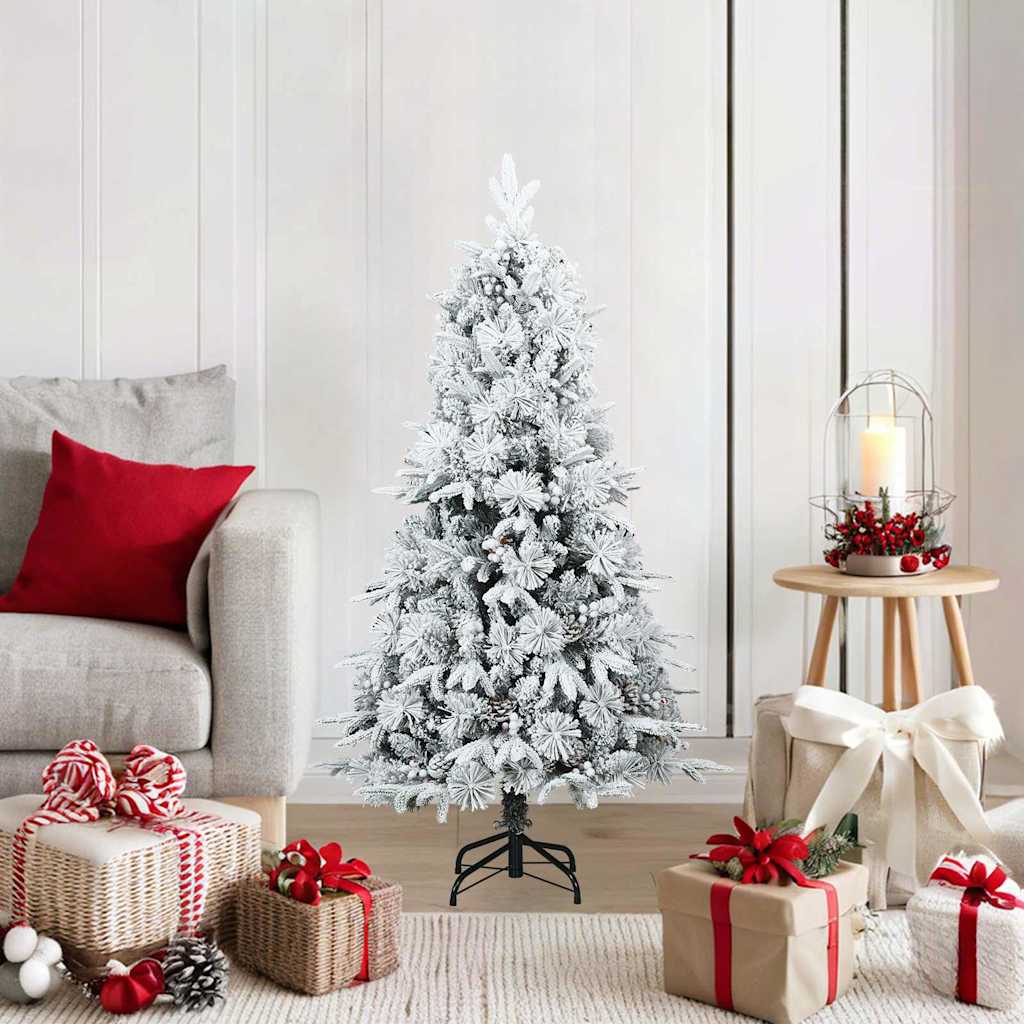 Kunstigt bøjelig juletræ snefløjtet Hvid 120 cm PVC, PE og Stål