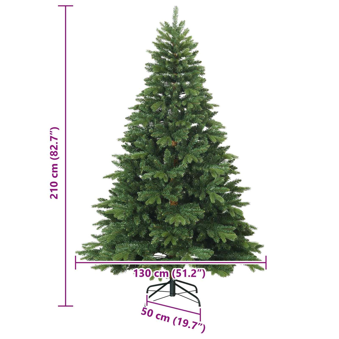 Kunstigt Hinged Juletræ med stativ Grøn 210 cm PVC, PE og stål