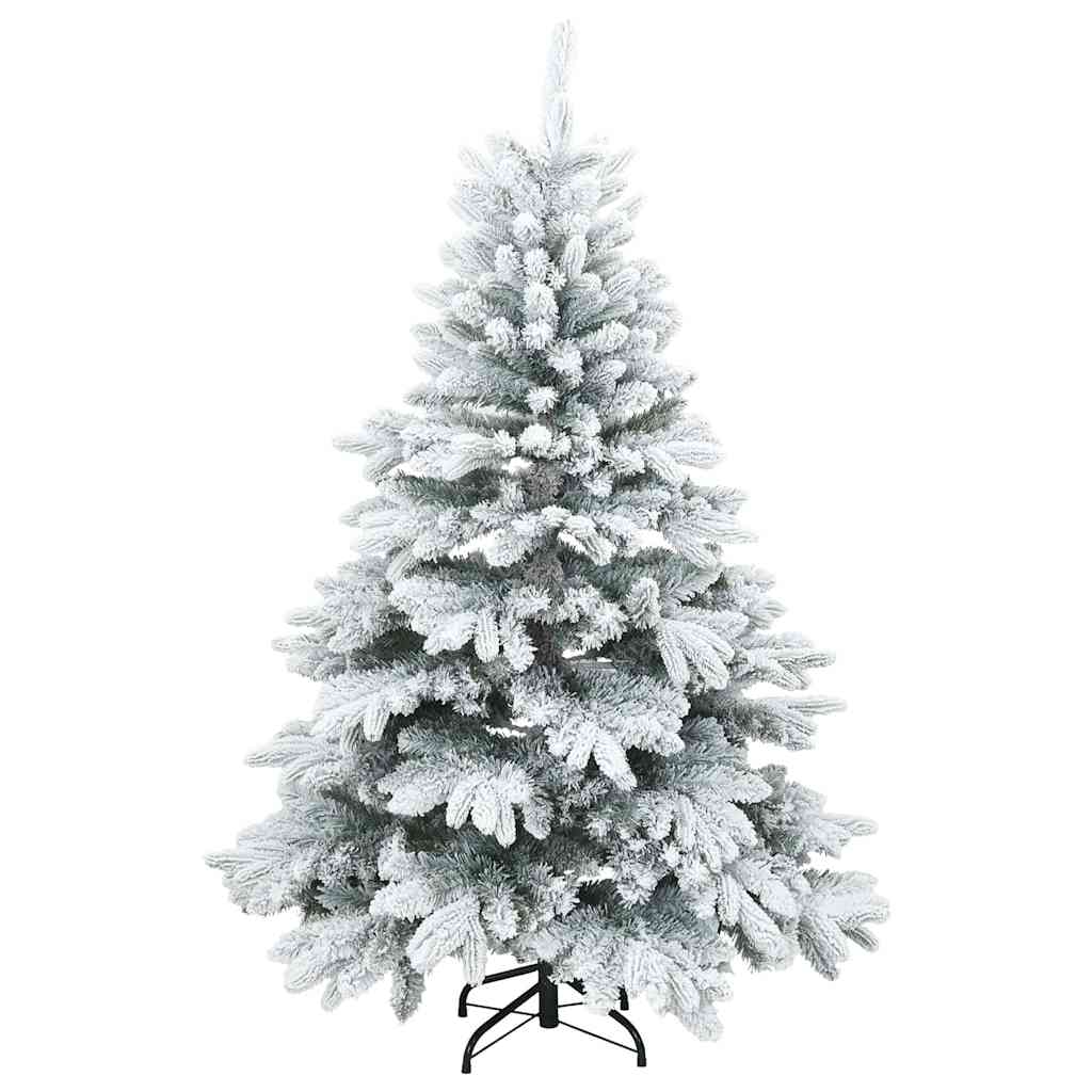 Kunstigt bøjelig juletræ snefløjtet Hvid 150 cm PVC, PE og stål