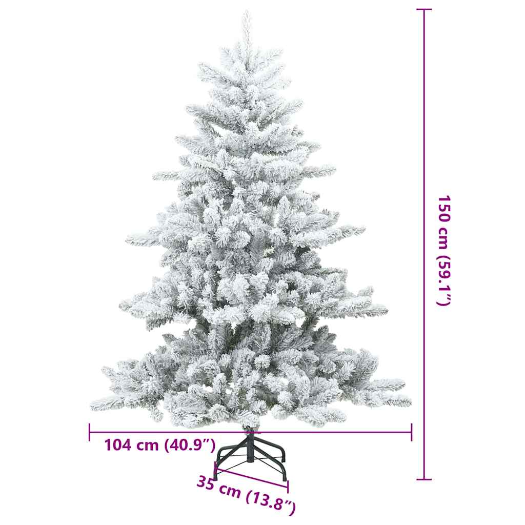 Kunstigt bøjelig juletræ snefløjtet Hvid 150 cm PVC, stål