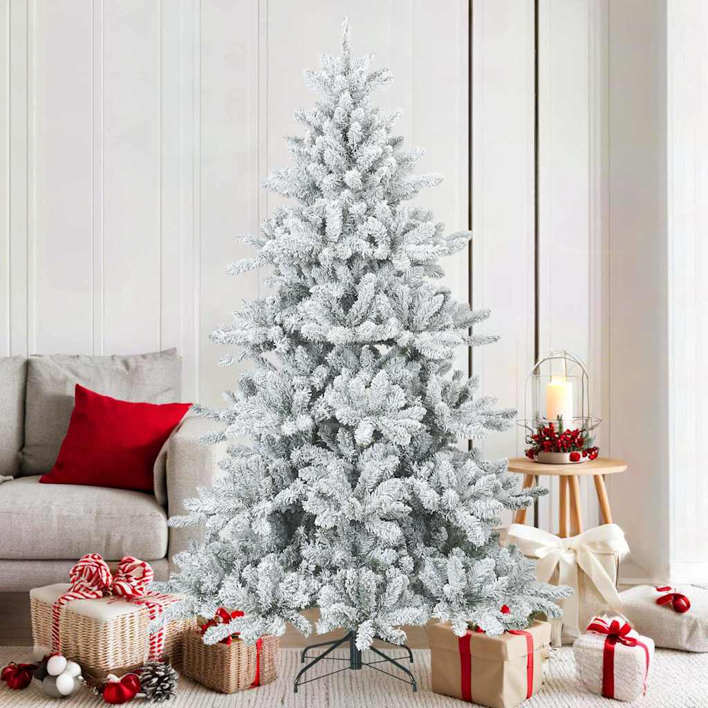 Kunstigt bøjelig juletræ snefløjtet Hvid 180 cm PVC, stål