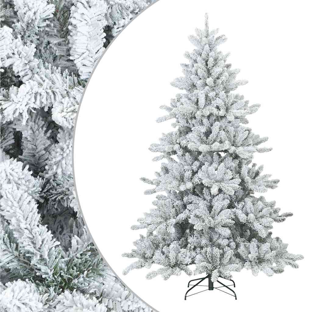 Kunstigt bøjelig juletræ snefløjtet Hvid 180 cm PVC, stål