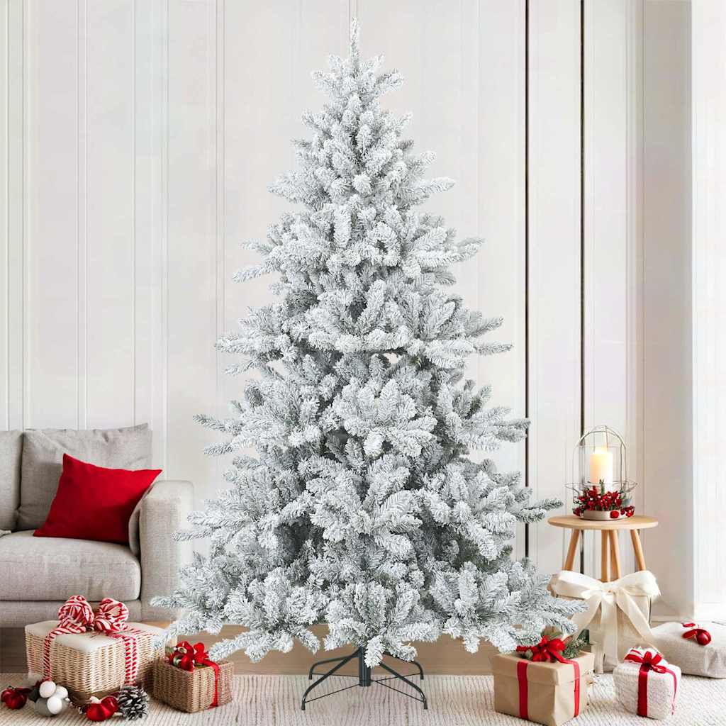 Kunstigt bøjelig juletræ snefløjtet Hvid 210 cm PVC, stål