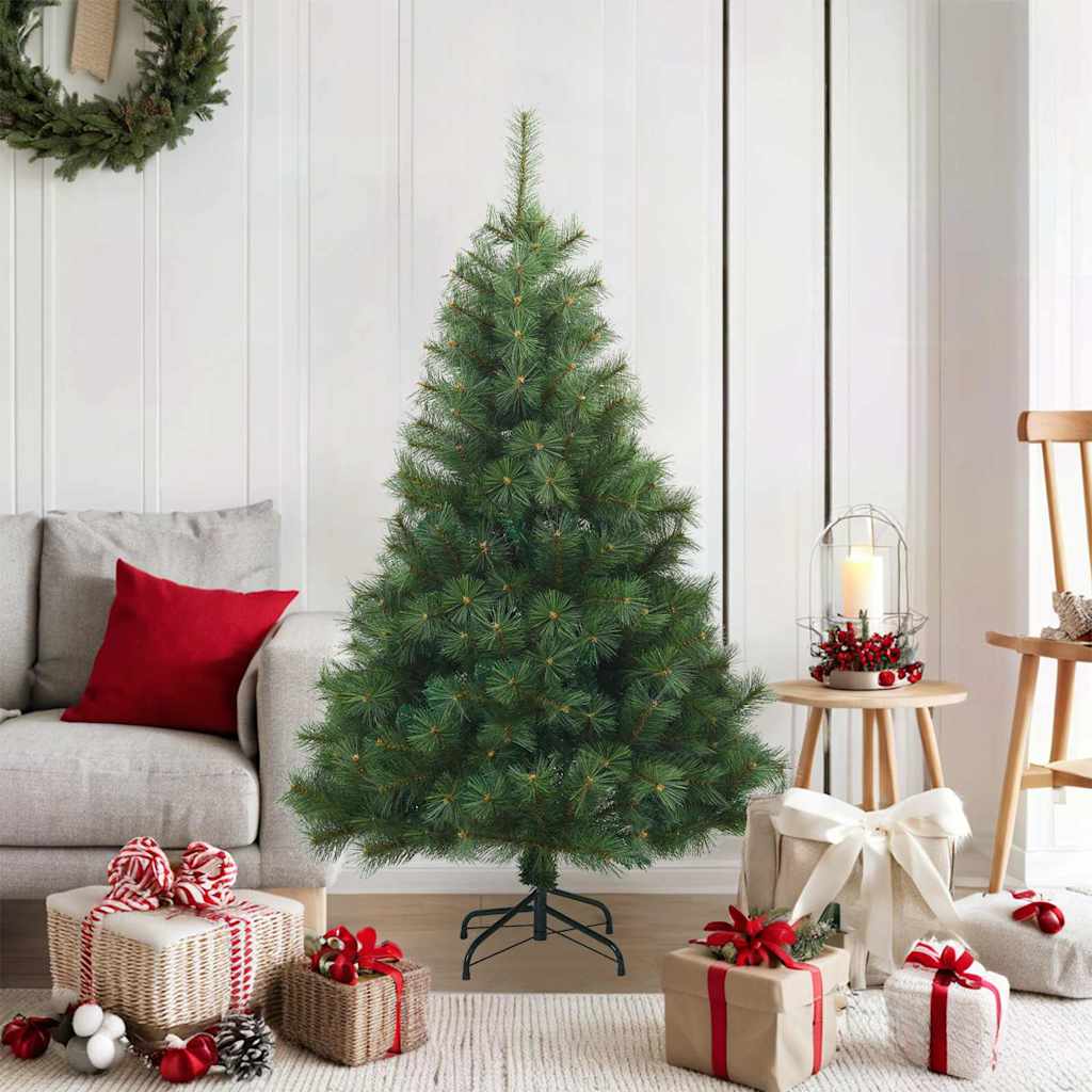 Kunstigt Hinged Juletræ med stativ Grøn 120 cm PVC, stål