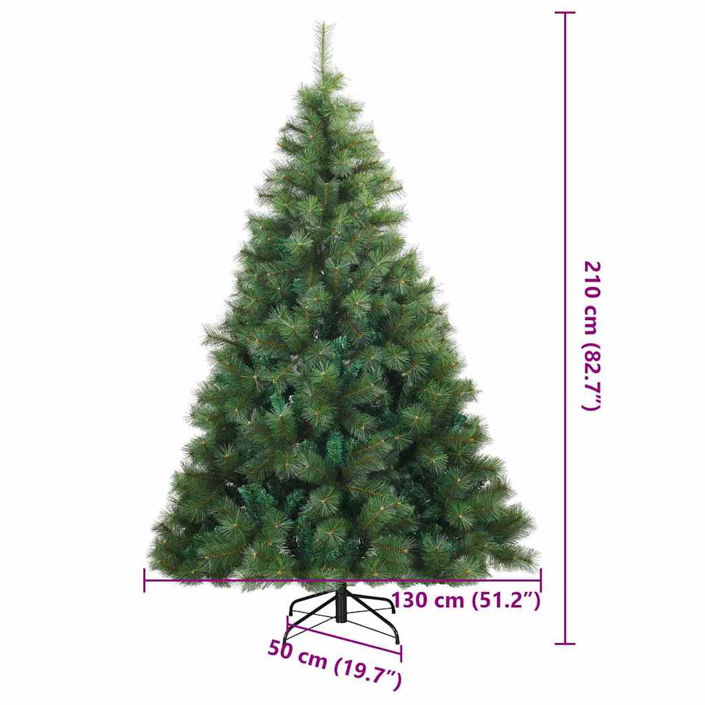 Kunstigt Hinged Juletræ med stativ Grøn 210 cm PVC, stål