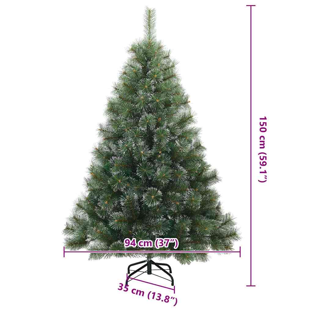Kunstigt bøjelig juletræ snefløjtet Grøn 150 cm PVC, stål