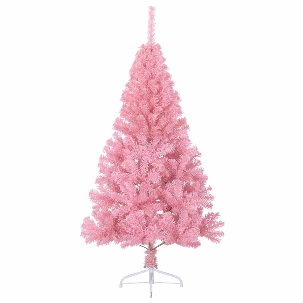 Kunstig Forbelyst Juletræ med 150 LED'er Lyserød 150 cm PVC