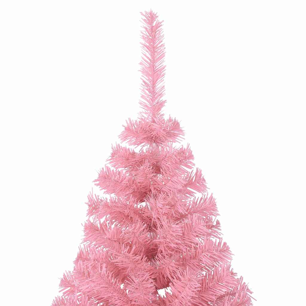 Kunstig Forbelyst Juletræ med 300 LED'er Lyserød 180 cm PVC