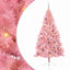Kunstig Forbelyst Juletræ med 300 LED'er Lyserød 240 cm PVC