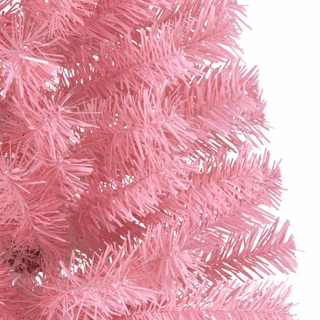 Kunstig Forbelyst Juletræ med 300 LED'er Lyserød 240 cm PVC