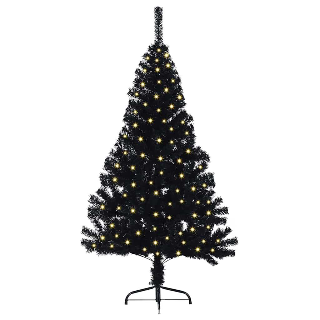 Kunstig Forbelyst Juletræ med 150 LED'er Sort 120 cm PVC
