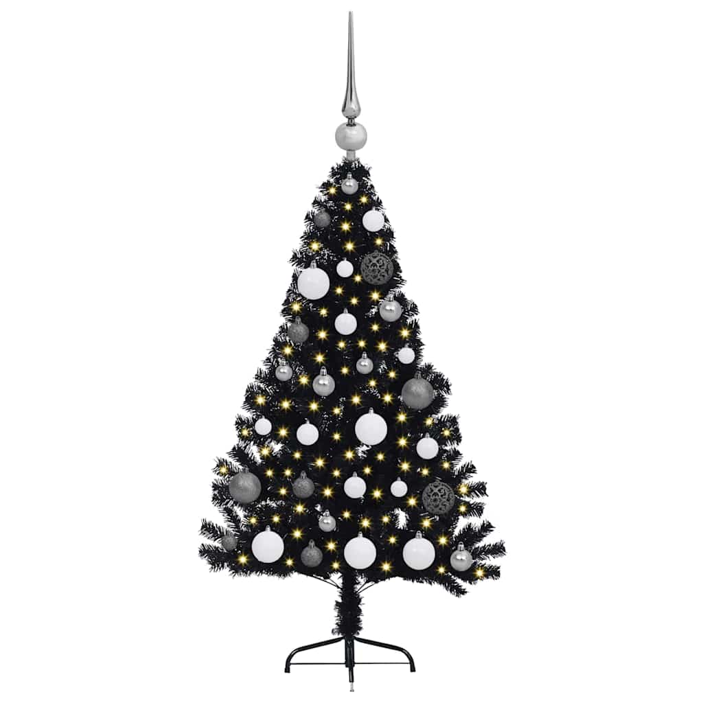 Kunstig Forbelyst Juletræ med 150 LED'er Sort 120 cm PVC