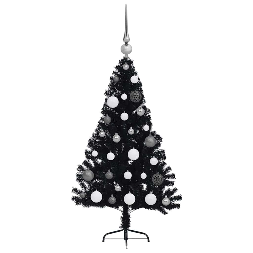 Kunstig Forbelyst Juletræ med 150 LED'er Sort 120 cm PVC