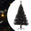 Kunstig Forbelyst Juletræ med 150 LED'er Sort 150 cm PVC