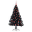 Kunstig Forbelyst Juletræ med 150 LED'er Sort 150 cm PVC