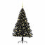 Kunstig Forbelyst Juletræ med 150 LED'er Sort 150 cm PVC