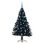 Kunstig Forbelyst Juletræ med 150 LED'er Sort 150 cm PVC