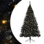 Kunstig Forbelyst Juletræ med 300 LED'er Sort 180 cm PVC