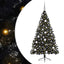 Kunstig Forbelyst Juletræ med 300 LED'er Sort 180 cm PVC