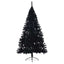 Kunstig Forbelyst Juletræ med 300 LED'er Sort 180 cm PVC