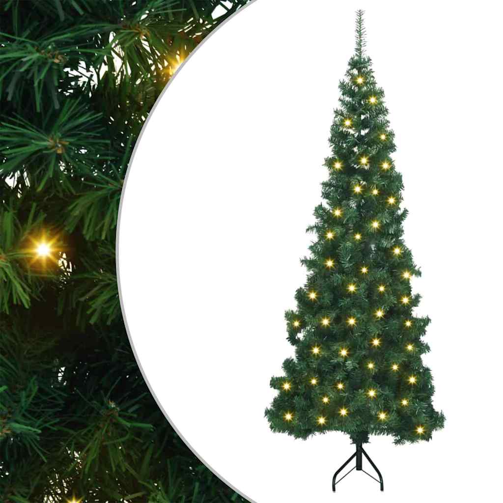 Hjørne Kunstigt Juletræ med 300 LED'er Grøn 180 cm PVC og metal