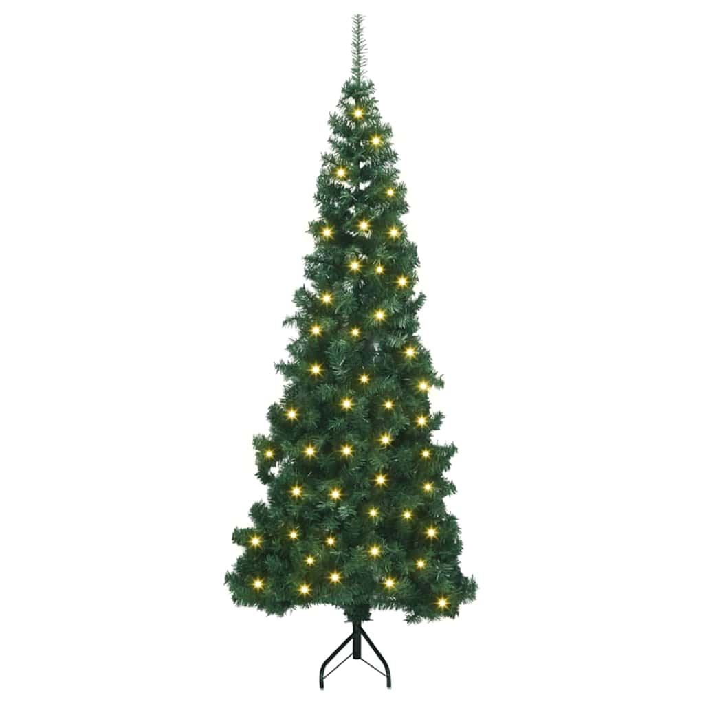 Hjørne Kunstigt Juletræ med 300 LED'er Grøn 180 cm PVC og metal