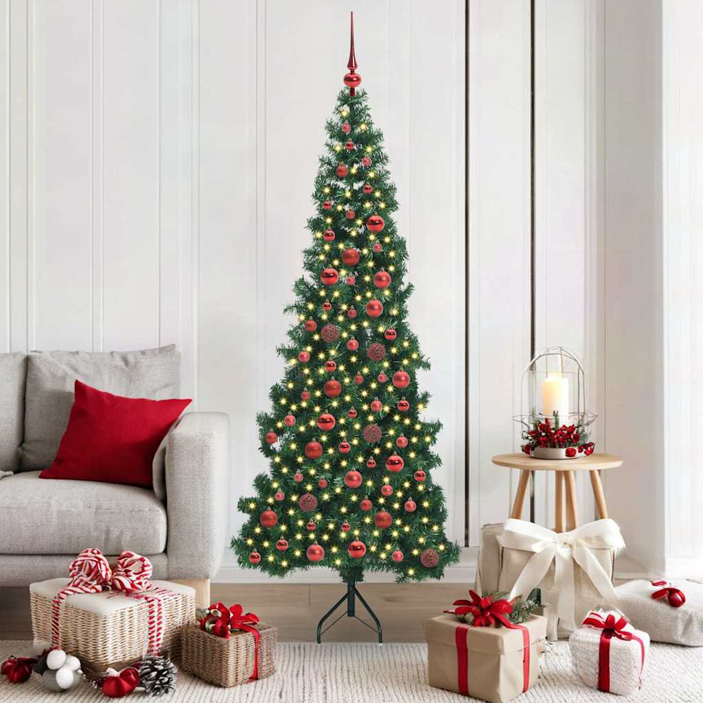 Hjørne Kunstigt Juletræ med 300 LED'er Grøn 180 cm PVC og metal