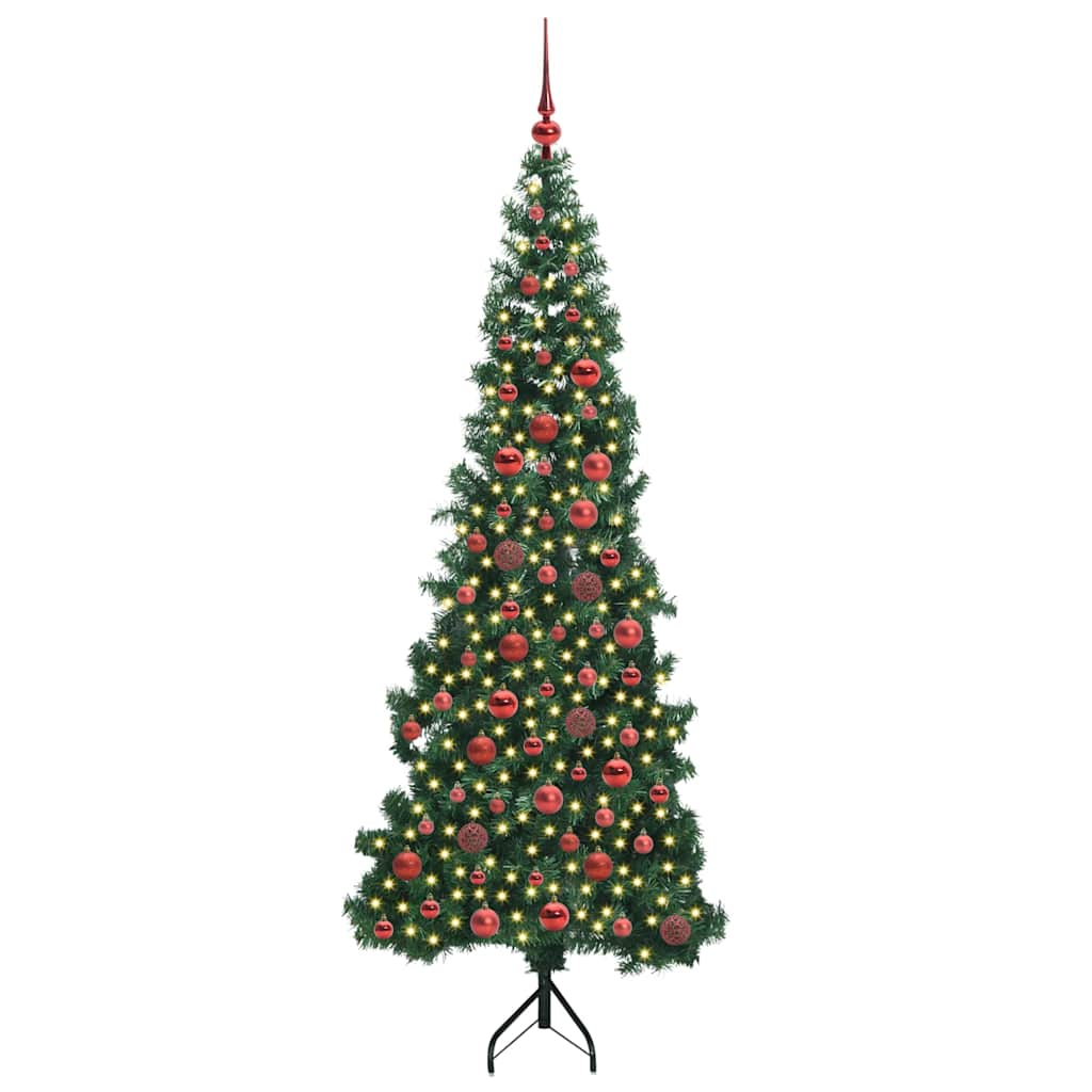Hjørne Kunstigt Juletræ med 300 LED'er Grøn 180 cm PVC og metal