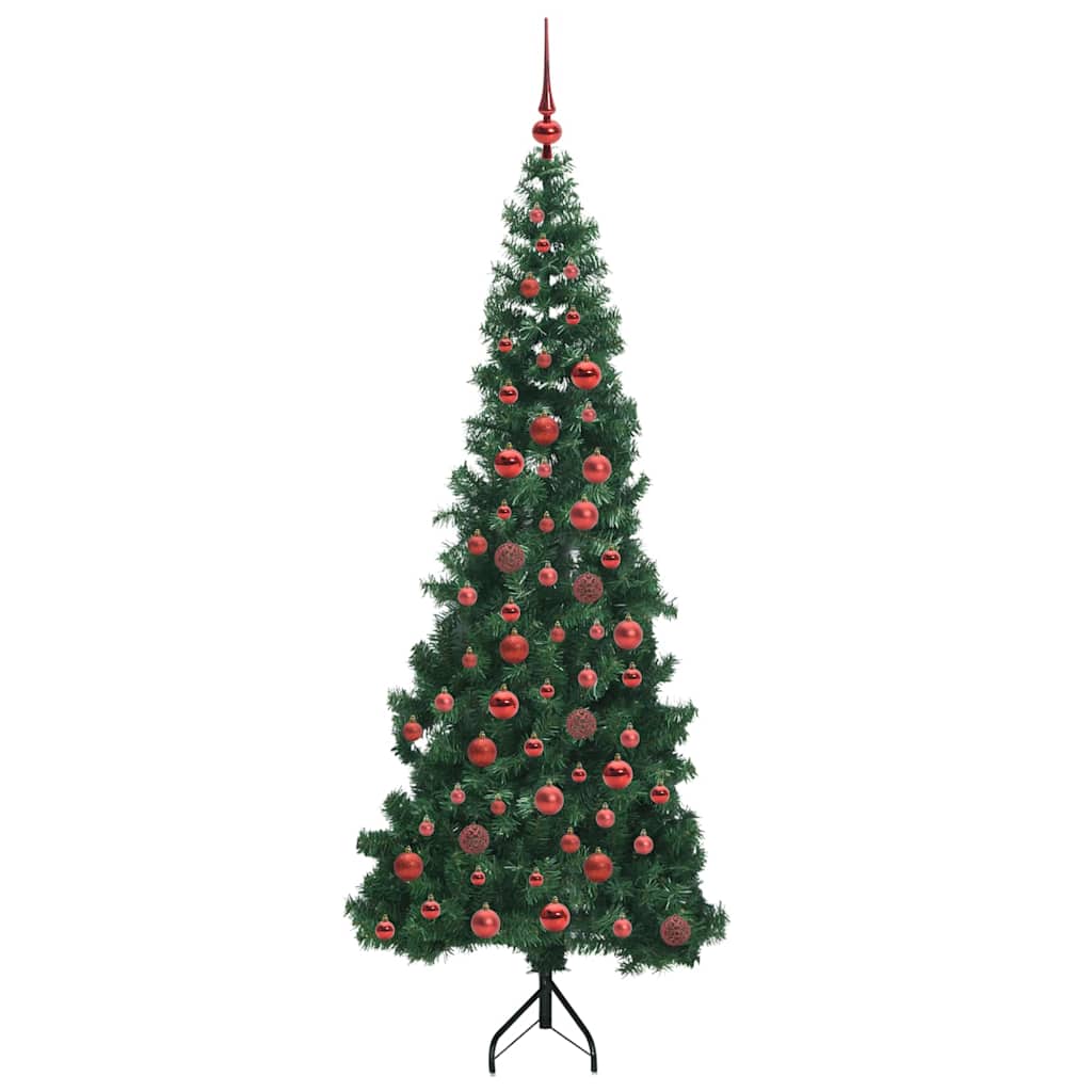 Hjørne Kunstigt Juletræ med 300 LED'er Grøn 180 cm PVC og metal