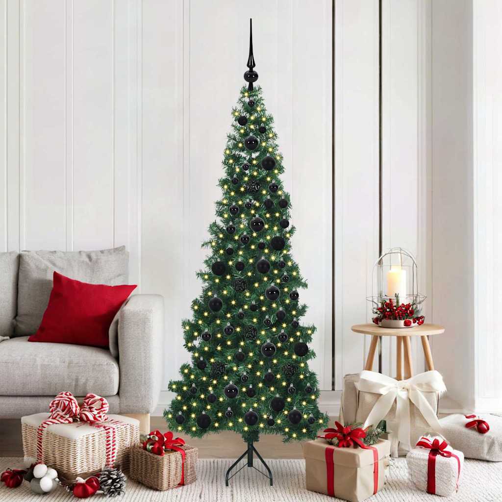 Hjørne Kunstigt Juletræ med 300 LED'er Grøn 180 cm PVC og metal