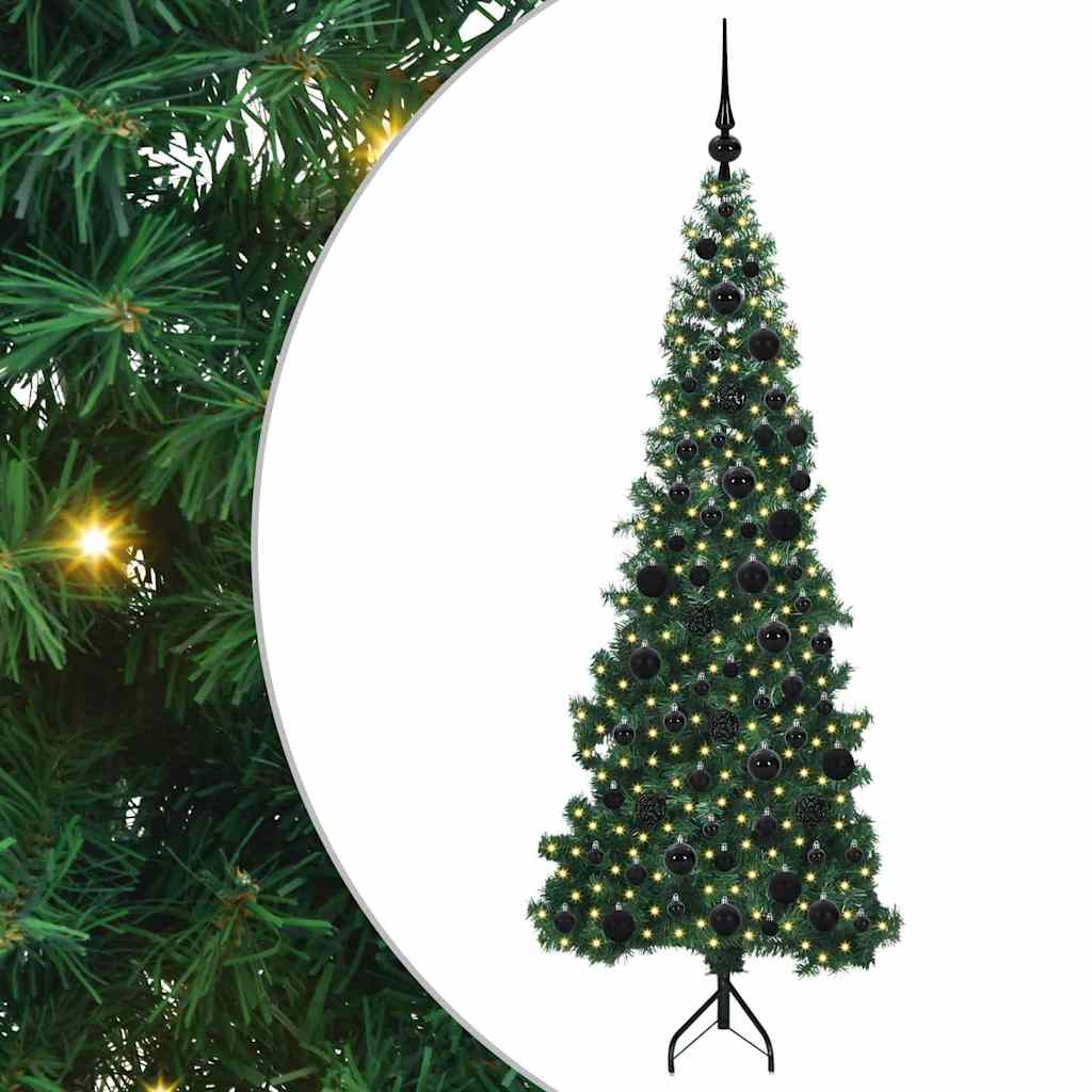 Hjørne Kunstigt Juletræ med 300 LED'er Grøn 180 cm PVC og metal