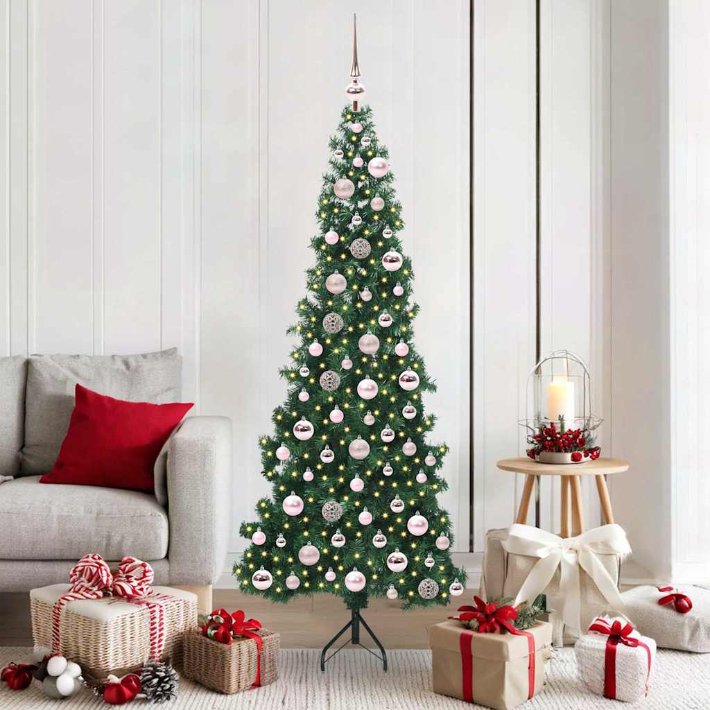 Hjørne Kunstigt Juletræ med 300 LED'er Grøn 180 cm PVC og metal
