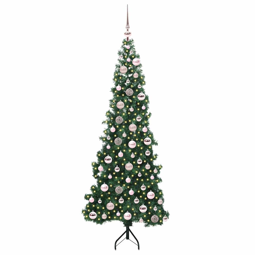 Hjørne Kunstigt Juletræ med 300 LED'er Grøn 180 cm PVC og metal