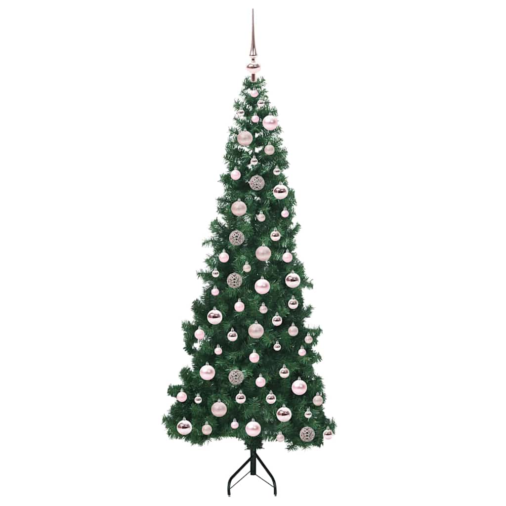 Hjørne Kunstigt Juletræ med 300 LED'er Grøn 180 cm PVC og metal