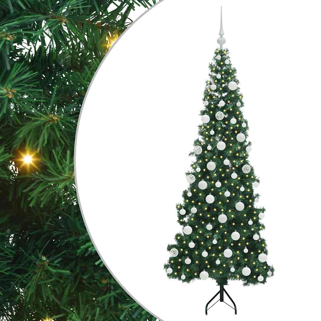 Hjørne Kunstigt Juletræ med 300 LED'er Grøn 180 cm PVC og metal
