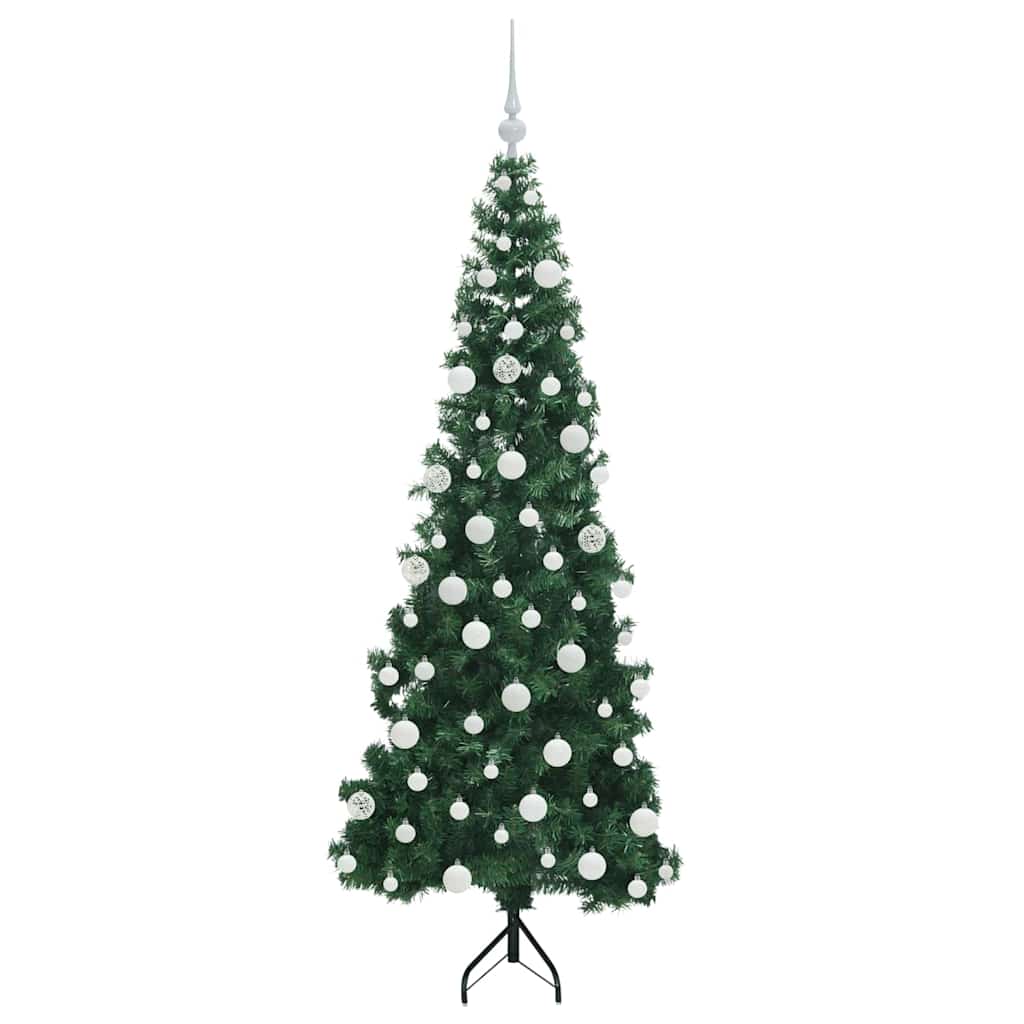 Hjørne Kunstigt Juletræ med 300 LED'er Grøn 180 cm PVC og metal