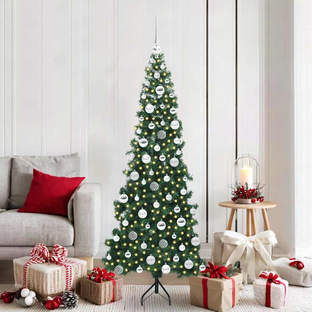 Hjørne Kunstigt Juletræ med 300 LED'er Grøn 180 cm PVC og metal