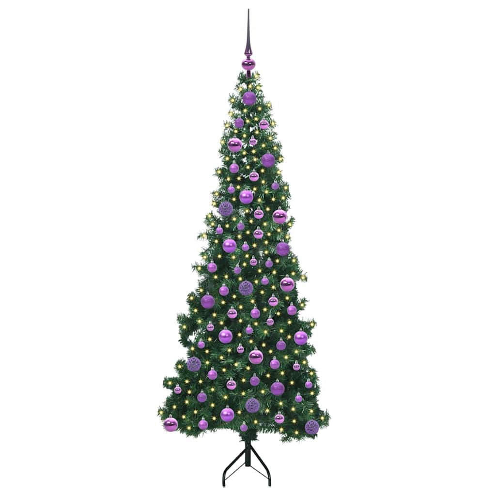 Hjørne Kunstigt Juletræ med 300 LED'er Grøn 180 cm PVC og metal