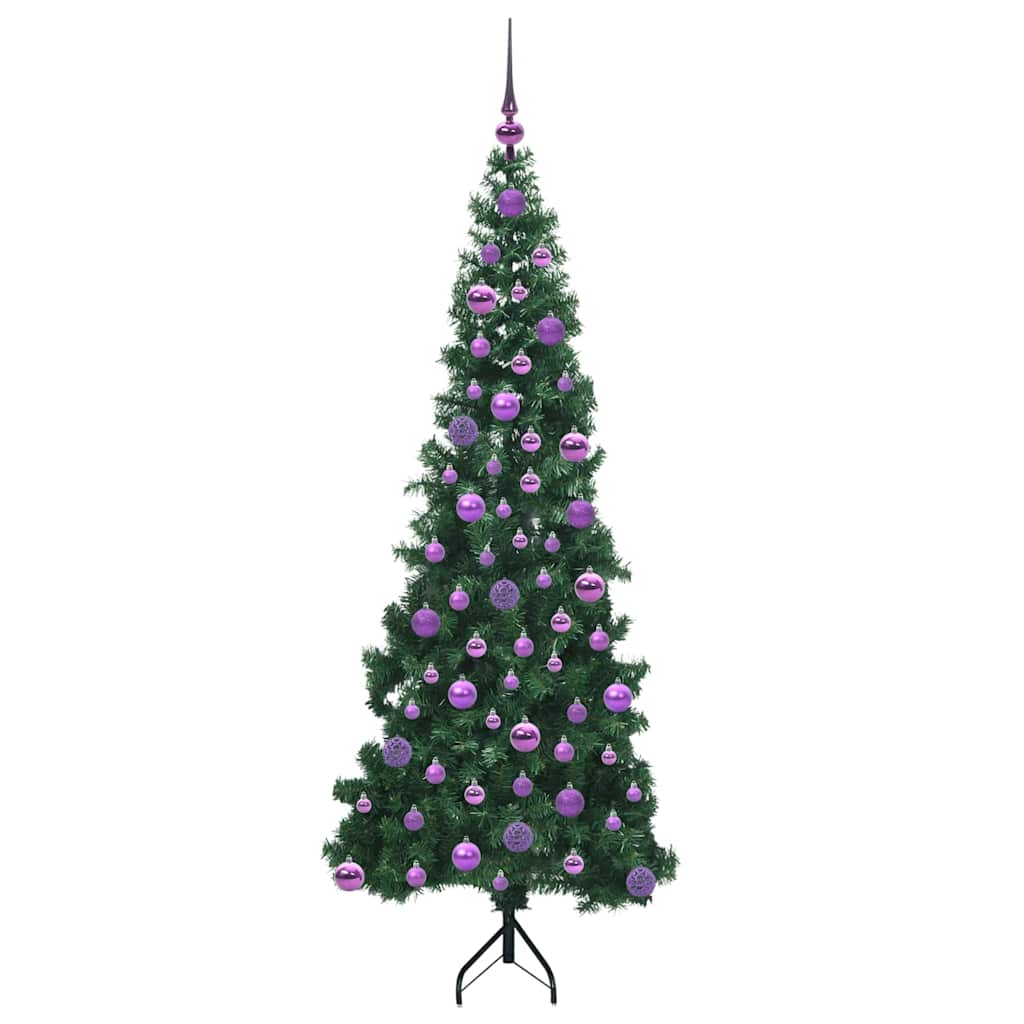 Hjørne Kunstigt Juletræ med 300 LED'er Grøn 180 cm PVC og metal