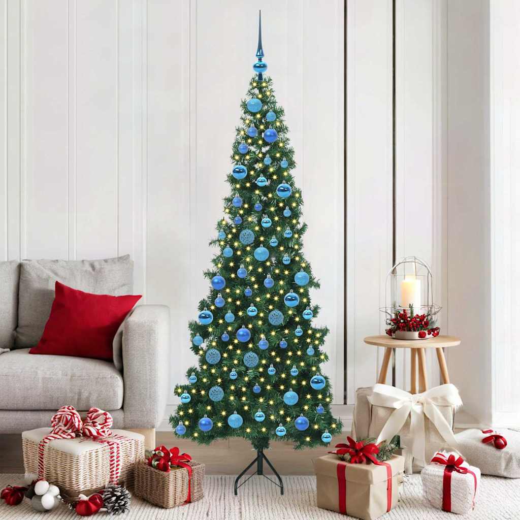 Hjørne Kunstigt Juletræ med 300 LED'er Grøn 180 cm PVC og metal