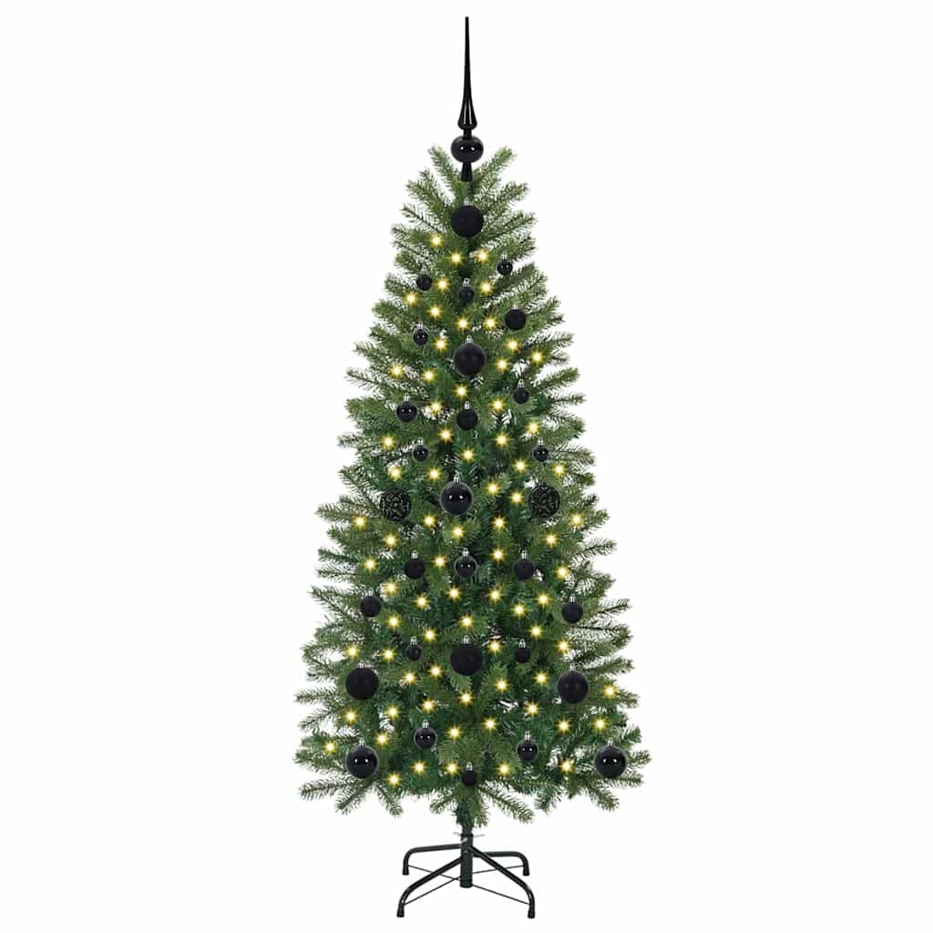 Kunstigt juletræ med 150 LED'er Grøn 120 cm PE og PVC