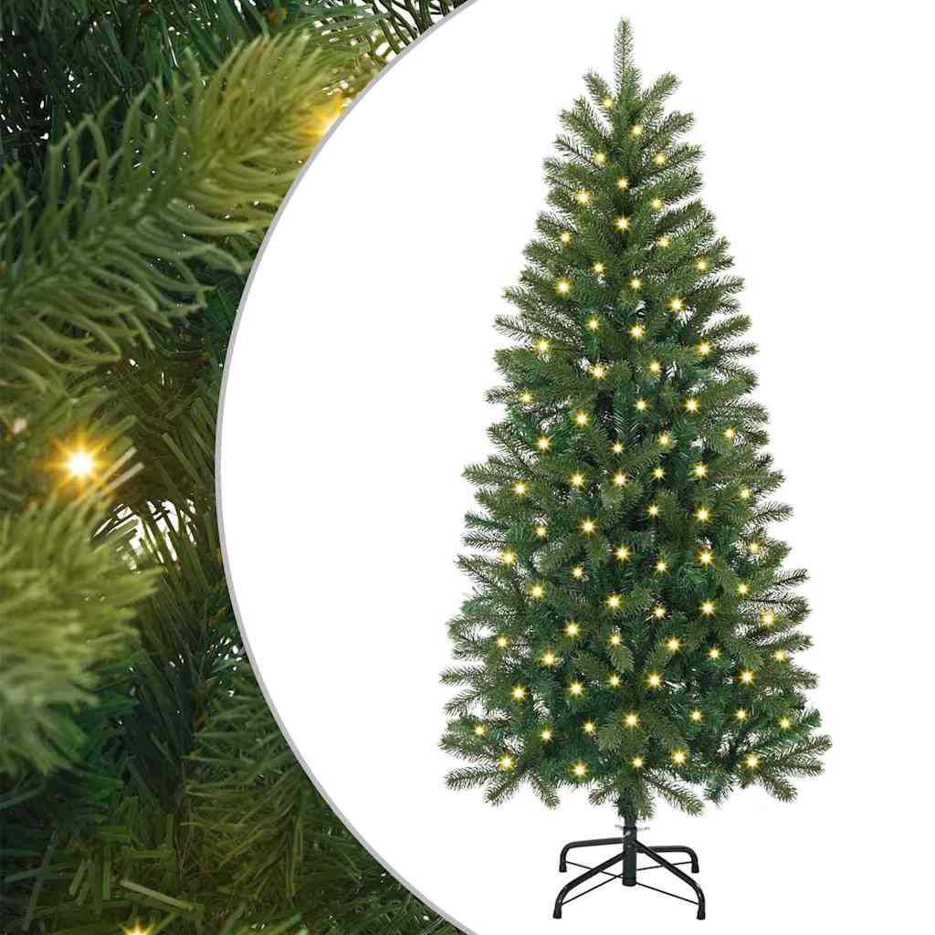 Kunstigt juletræ med 150 LED'er Grøn 150 cm PE og PVC