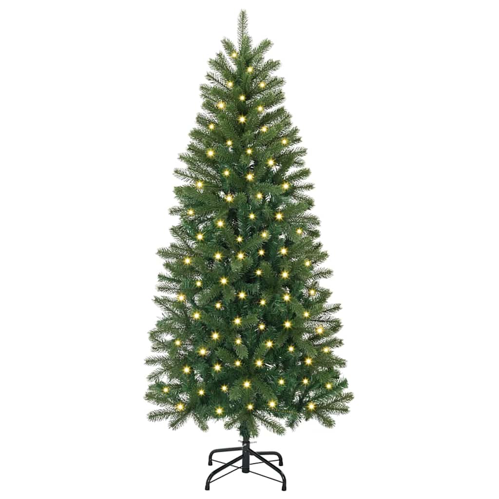 Kunstigt juletræ med 150 LED'er Grøn 150 cm PE og PVC