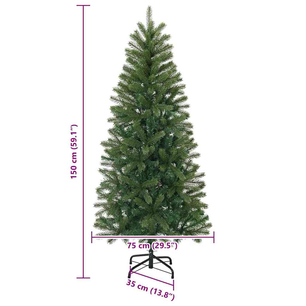 Kunstigt juletræ med 150 LED'er Grøn 150 cm PE og PVC
