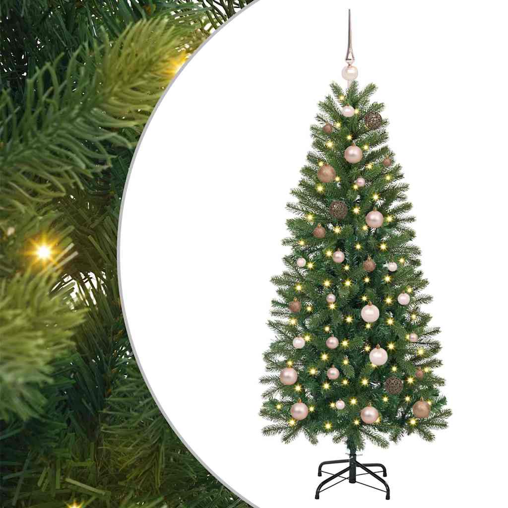 Kunstigt juletræ med 150 LED'er Grøn 150 cm PE og PVC