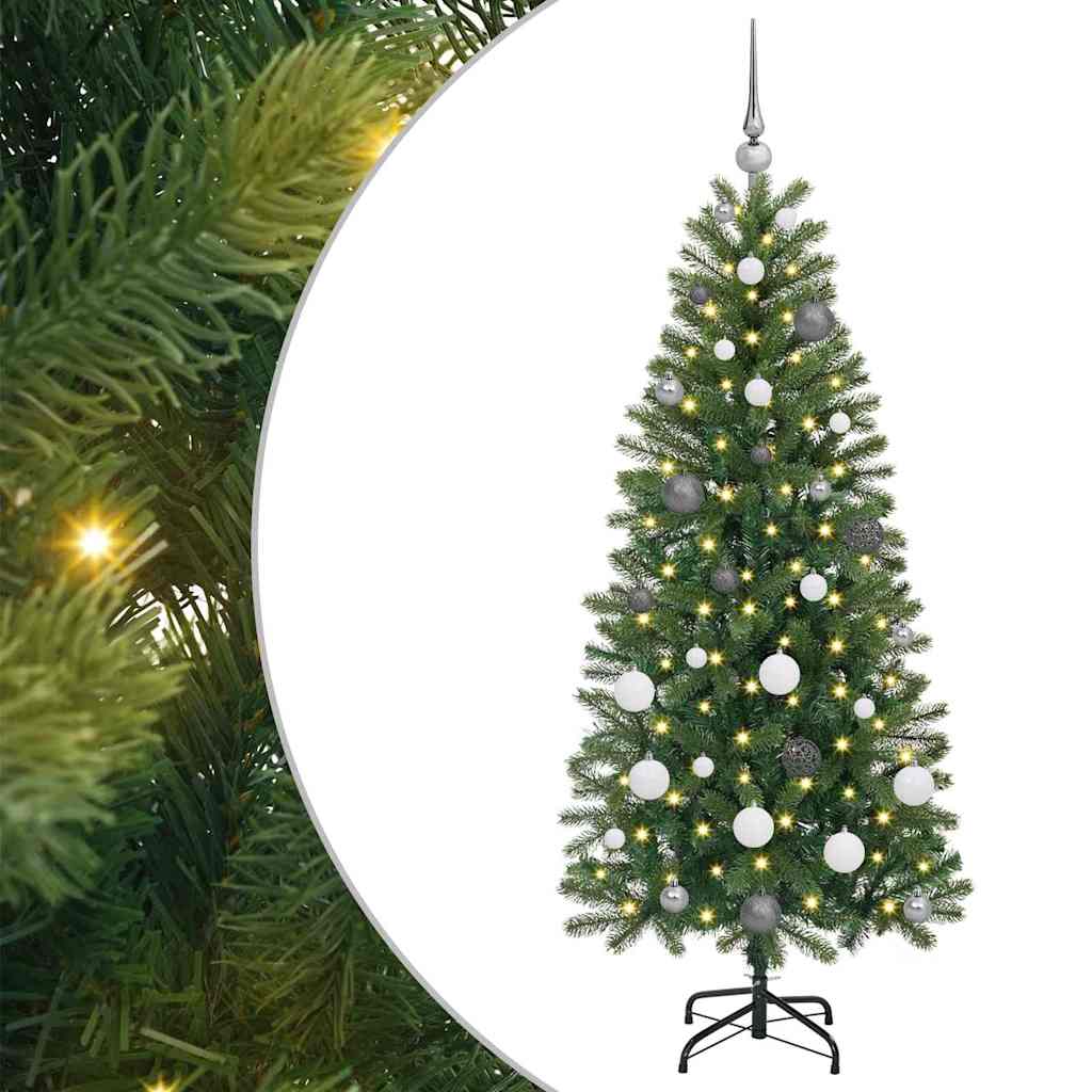 Kunstigt juletræ med 150 LED'er Grøn 150 cm PE og PVC