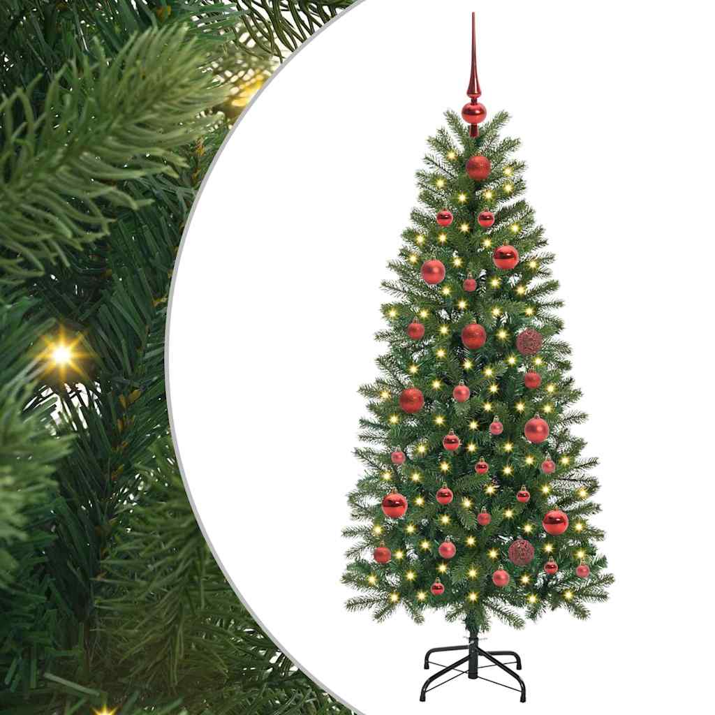 Kunstigt juletræ med 150 LED'er Grøn 150 cm PE og PVC