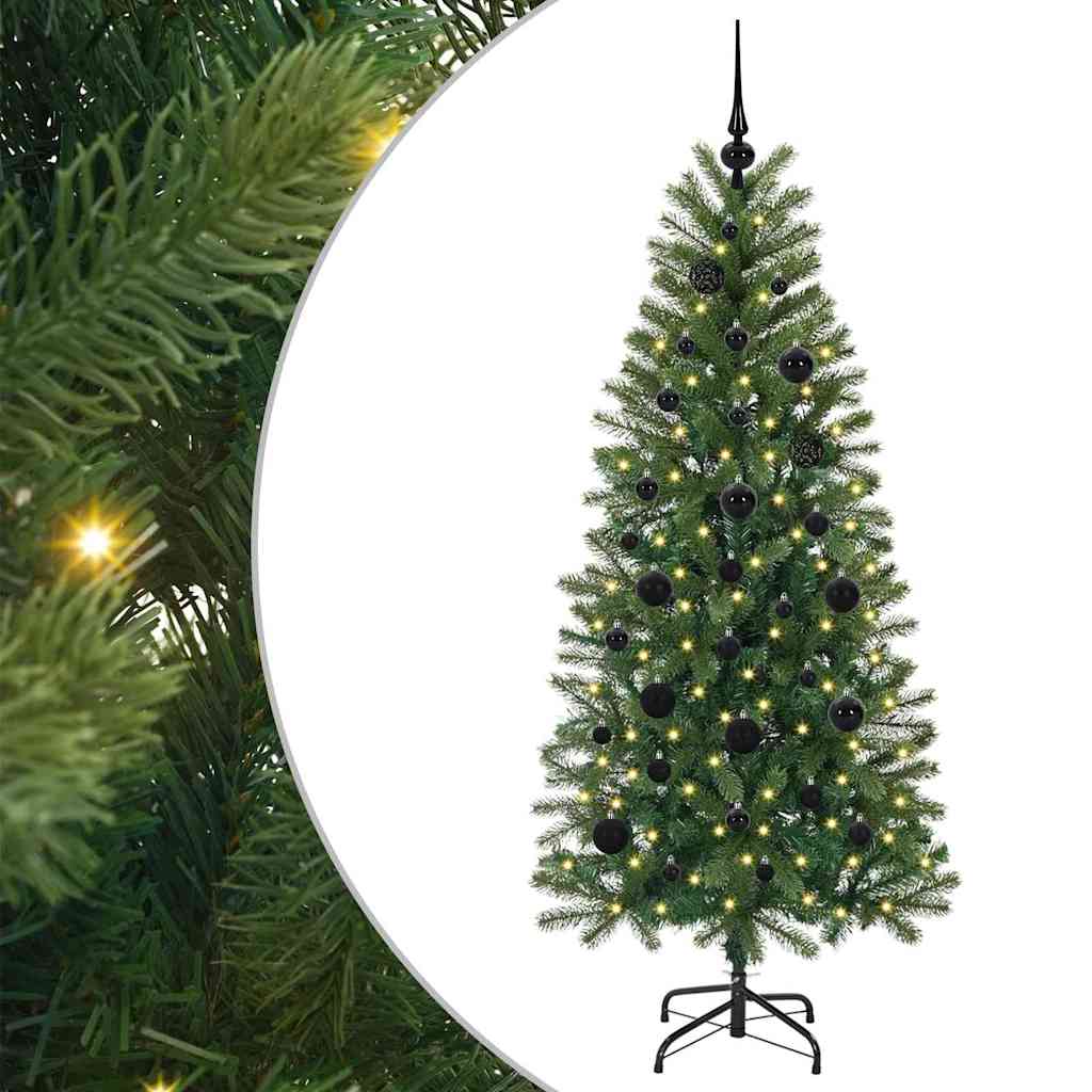 Kunstigt juletræ med 150 LED'er Grøn 150 cm PE og PVC