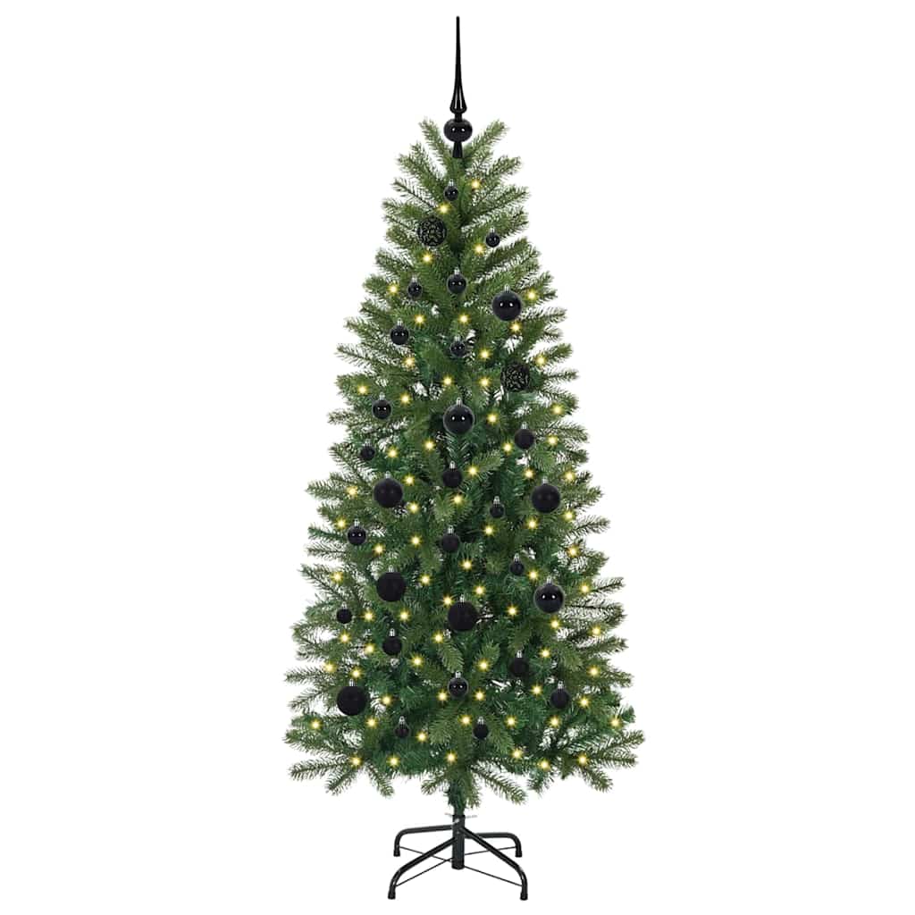 Kunstigt juletræ med 150 LED'er Grøn 150 cm PE og PVC